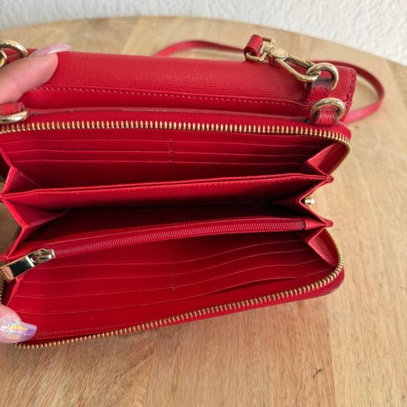 Furla 2 in 1 Zippy Wallet Pouch Crossbody Red Bag - Picture 5 of 12